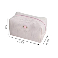 Sac de rangement portable grande capacité pour pinceaux et crayons, petit sac octogonal en coton tricoté avec fermeture éclair, pour maquillage et accessoires de bureau