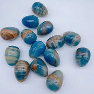 ขายส่งไข่ออนิกซ์สีน้ำเงินคุณภาพสูง หินธรรมชาติขัดเงา ขนาด 5 ซม. ของตกแต่งบ้านสุดพิเศษ ของขวัญวันหยุด - Product Image 6