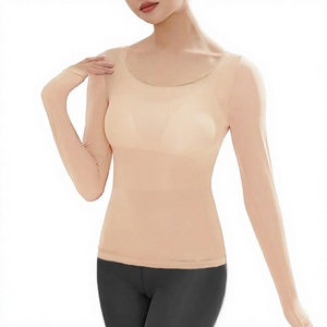 เสื้อโยคะแขนยาวสำหรับผู้หญิง ระบายอากาศได้ดี น้ำหนักเบา สีพื้น ผ้ายืดสแปนเด็กซ์ ไนลอน เป็นมิตรกับสิ่งแวดล้อม แห้งเร็ว มีโลโก้ด้านหน้า กระชับพอดีตัว - Product Image 1