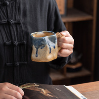 Tasse à café en céramique rustique de style Wabi-Sabi, forme irrégulière, vintage, pour le thé de l'après-midi, compatible micro-ondes