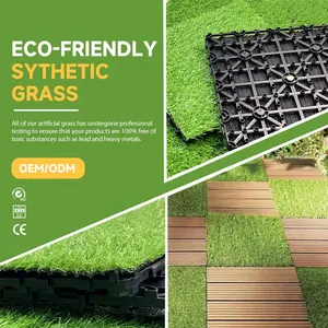 Hot Sales Interlocking Artificial Grass Tile Outdoor Artificial Grass Tile Waterproof DIY Artificial Grass Mats