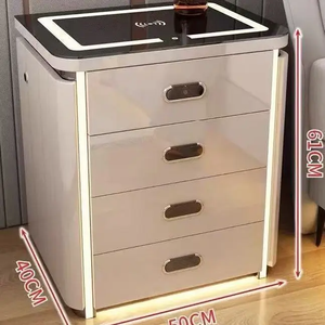Mesa de <span class=keywords><strong>Noche</strong></span> de Madera Maciza con Compartimentos Secretos y Seguros, Mesita de <span class=keywords><strong>Noche</strong></span> de Madera Negra <span class=keywords><strong>Gris</strong></span> Oscuro - Product Image 3