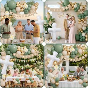 Kit de Guirnalda de <span class=keywords><strong>Globos</strong></span> Cruzados en Dorado Blanco y Verde Arena, 152 Piezas, para Decoración de Fiestas Temáticas de Pascua, Cumpleaños, Bodas y Bautizos - Product Image 3