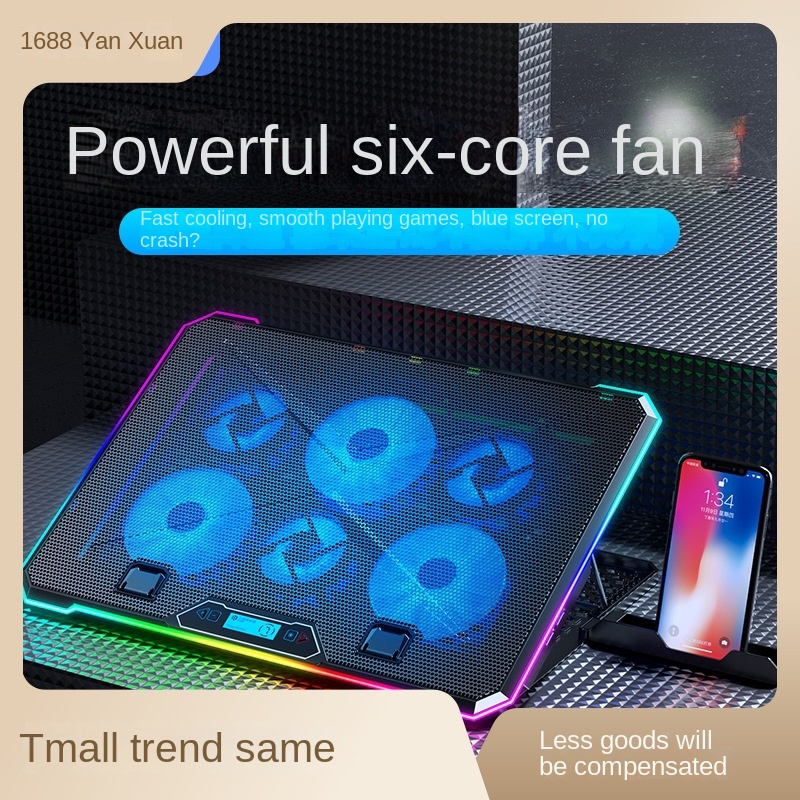 ORANGLES K15 RGB Laptop Cooling Pad with 13 Fans | Adjustable Height Notebook Cooler Stand, LCD Display, 2 USB Ports, Metal Mesh – Cross-Border New Model (Kuwait) - detailed closeup view - illustrating benefits - Image 3 of 5 | created for all | Shop K15 RGB Laptop Cooling Pad with 13 Fans | Adjustable Height Notebook Cooler Stand, LCD Display, 2 USB Ports, Metal Mesh – Cross-Border New Model (Kuwait) North Carolina | Free Shipping ORANGLES