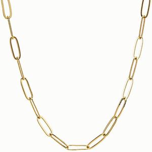 สร้อยคอโจ๊กเกอร์เรียบง่ายทอง 18K ขนาด 3 มม. พร้อมโซ่แบบคลิปหนีบกระดาษเรียบและโซ่ฐานแบบซ้อนได้ ทำจากสแตนเลสสตีลผ่านกระบวนการอบสุญญากาศ - Product Image 5