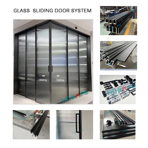 L-shaped <strong>Sliding</strong> Door Glass <strong>Partition</strong> <strong>Wall</strong> for Office Conference Room Living Room No Bottom Track Soft Closing Frame Glass Door - Product Image 2
