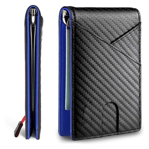 Custom PU Leather <b>Wallet</b> Minimalist Money Clip Front Pocket Card Holder <b>RFID</b> <b>Blocking</b> <b>Wallets</b> Carbon Fiber <b>Wallet</b> for Men - Product Image 2