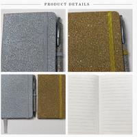 Ensemble de carnet de notes en cuir brillant A6 avec logo personnalisé, stylo en strass, bande élastique, pochette, agenda, cadeau écologique pour les fêtes