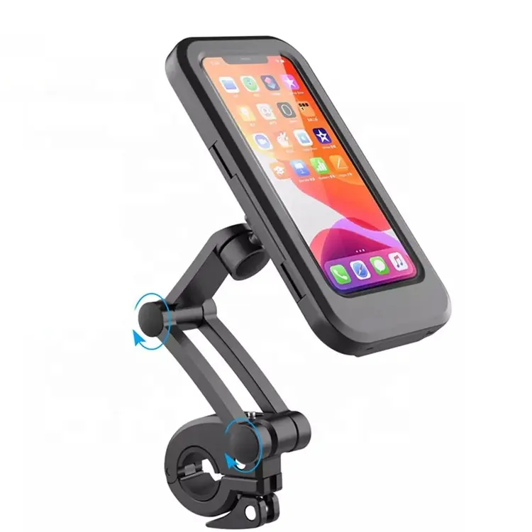QIYU Adjustable Bike Ram Handlebar Bicycle Motorcycle Cell Phone Holder Waterproof 360 Rotation Holder Phone Bag For Motorcycle
