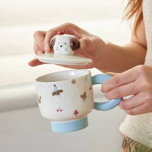 Taza de cerámica con diseño de koala, con tapa, apta para lavavajillas, regalo para niñas, taza para el desayuno - Product Image 4