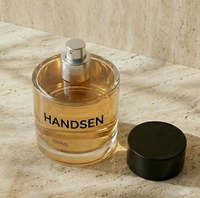 Flacon de parfum rond 30ml 50ml 100ml avec couvercle noir mat, conteneur vide pour parfum, impression de logo personnalisé, fournisseur OEM, marque privée