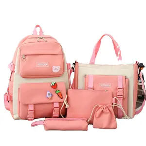 Factory Low Price Wholesale Simple Girl Cute Student Travel Backpack School Bag school bag 4 in 1 set backpack for student