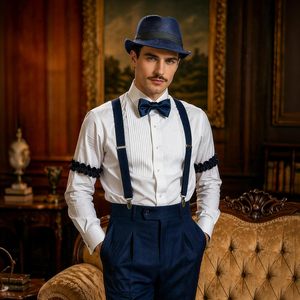 SOLPOP Ensemble d'accessoires pour homme style Gatsby des années 20, chapeau Fedora vintage, costumes des années 20 pour fête Gatsby - Product Image 4