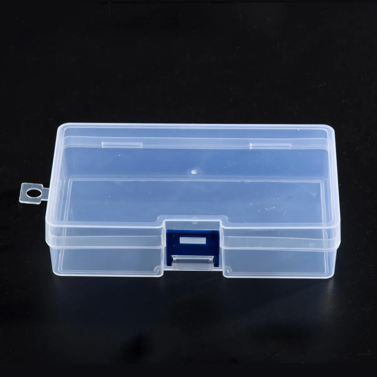 사각형 플라스틱 상자 빈 상자 파란색 플라스틱 클립 저장할 작은 항목 및 투명 플라스틱 가방
