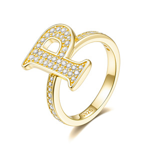 Luxury 18K Gold Plated Moissanite Cocktail <b>Ring</b> Letter D Pave Setting Round Brilliant Cut <b>925</b> <b>Silver</b> Unisex Jewelry - Product Image 6