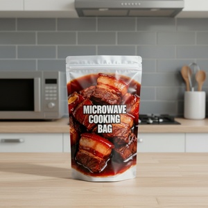 Sachet réutilisable haute température pour viandes et repas protéinés cuits, bouillon de poulet, ragoûts et plats préparés, sachet rétractable personnalisé avec logo - Product Image 1