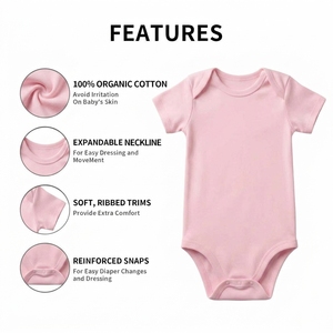 Grazioso Completo Estivo in Cotone 100% a Maniche Corte Tinta Unita <span class=keywords><strong>per</strong></span> <span class=keywords><strong>Neonati</strong></span> e Bambini - Product Image 2