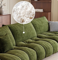 Canapé d'angle modulable en chenille vert foncé de style rétro français, personnalisable, design moderne, dossier réglable, rectangulaire