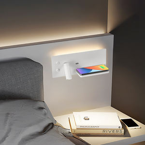 Chambre téléphone chargeur sans fil étagère appliques murales hôtel chevet tête <span class=keywords><strong>de</strong></span> <span class=keywords><strong>lit</strong></span> LED éclairage <span class=keywords><strong>de</strong></span> lecture USB Luminaire lampe rétro-éclairé - Product Image 4