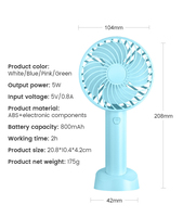 LP Mini Ventilateur USB Portable à Main, Ventilateur de Table pour Cils, Indispensable de l'Été, Batterie Rechargeable, Rafraîchisseur d'Air Portable USB