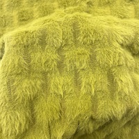Tissu tricoté chaîne en nylon, élasthanne et fil plume, fausse fourrure de lapin, doux, pelucheux et extensible pour hauts et sous-vêtements féminins automne-hiver