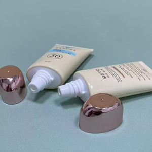 Beige Cosmetic Squeeze Tube with Rose Gold Cap for BB Cream & <b>Sunscreen</b> - Product Image 1