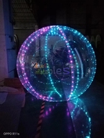 Boule à bulles transparente géante en PVC gonflable réutilisable de 2 m avec LED, boule à bulles flottante transparente pour la décoration aquatique