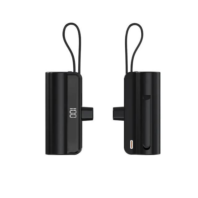 Nano Portable Charger for IPhone, with Built-in Type C Connector, Mini Power Bank 5000mAh Compatible with iPhone Series