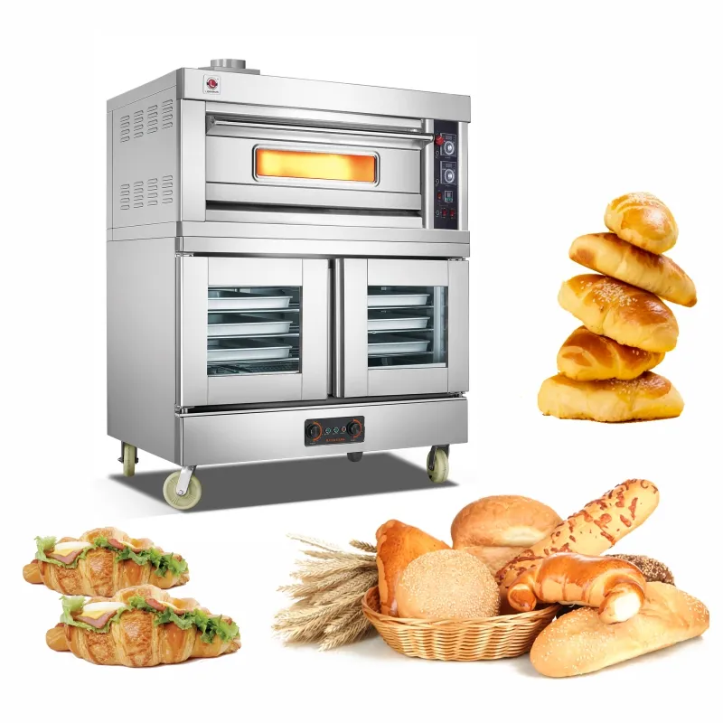 Kommerzieller Brot backofen Classic 1 Schicht 2 Tabletts Gasdeckofen mit elektrischem Proofer