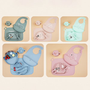 Ensemble d'assiettes pour bébé en silicone multicolores, sans BPA, avec fourchette <span class=keywords><strong>et</strong></span> cuillère - Product Image 6