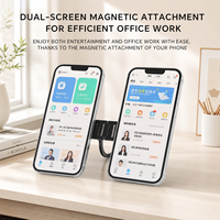 Support de téléphone magnétique double face en alliage d'aluminium pliable et réglable à 360 degrés de haute qualité pour utilisation sur double écran sur bureau