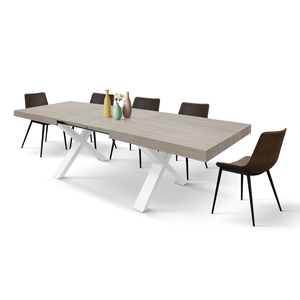 Sofia Extendable <b>Dining</b> <b>Table</b> 160 To 240 Cm Pearl Elm <b>Top</b> White Crossed Legs Internal Use - Product Image 4