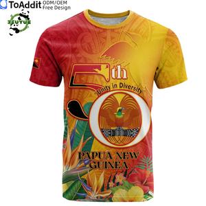 Sublimation 50e Papouasie-Nouvelle-Guinée T-Shirt personnalisé PNG Tribal Mélanésie Sport Style Surdimensionné Col Rond T-Shirt T-shirts - Product Image 1
