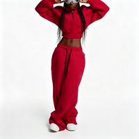 Ensemble deux pièces décontracté personnalisé pour femme : sweat-shirt imprimé à col zippé et revers, manches longues, avec ceinture, et pantalon à nouer
