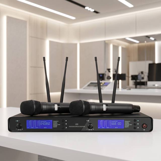UHF Dual Channel XLR Condenser Wireless Microphone 4-in-1 Options Handheld Gooseneck Lapel Headset Mic for Meetings