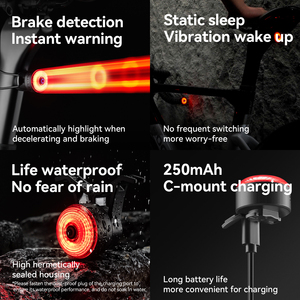 Luz Trasera Inteligente para Bicicleta Q1MAX, Luz de Freno para Ciclismo Nocturno, Sensor de Luz, Alimentada por Batería, Luz de Advertencia para Bicicleta de Montaña y Carretera - Product Image 3