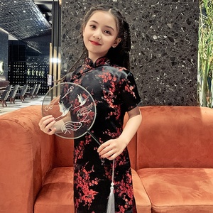 เครื่องแต่งกายชาติพันธุ์จีนแบบดั้งเดิมฤดูร้อนใหม่เด็กชุดกี่เพ้าแฟชั่นชุดเจ้า<span class=keywords><strong>หญิง</strong></span>สีดำสไตล์จีน<span class=keywords><strong>ชุด</strong></span>สาวน้อย - Product Image 4