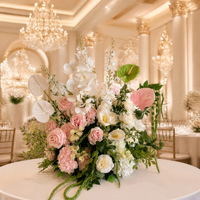 Centre de table de mariage de luxe, boule de fleurs artificielles avec support en métal doré, arrangement d'orchidées et de roses pour la décoration de table