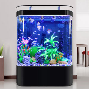 Aquarium en verre incurvé de 25W avec base ornementée Aquarium de luxe de grande capacité pour la décoration intérieure du salon - Product Image 4