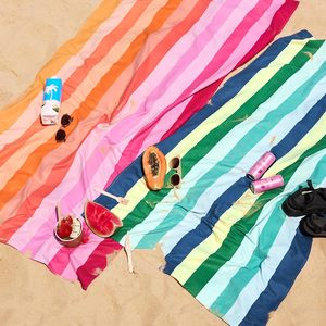Toalla de playa a rayas de secado rápido sin arena con logotipo impreso personalizado 80*160 CM - Product Image 3
