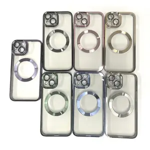 Motif CD pour iPhone étui magnétique en TPU avec protection en verre de lentille pour iPhone 15 étui électrolytique à anneau magnétique CD