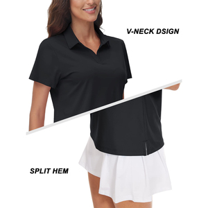 Polos de secado rápido con cuello <span class=keywords><strong>en</strong></span> V para mujer UPF 50 + manga corta protección solar polos de Golf de secado rápido camisa con cuello para deportes de tenis - Product Image 2
