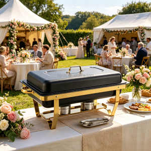 Plat de Présentation Commercial Pliable Noir et Or de Luxe 9L pour Mariages Modernes, Cafés et Événements Haut de Gamme – Maintien au Chaud des Aliments - Product Image 1