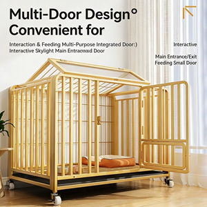 กรงสุนัขแบบเหล็กแข็งแรงทนทาน ปี 2026 ขายส่งจากโรงงาน ประตูคู่ มีล้อ สำหรับสุนัขขนาดเล็ก กลาง ใหญ่ - Product Image 1