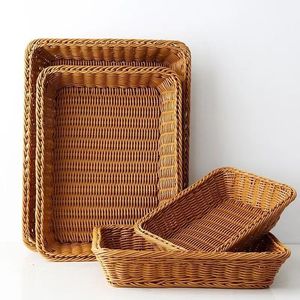 Panier de rangement en rotin tressé à la main, rectangulaire, pour fruits, pain et en-cas, idéal pour la cuisine et le supermarché - Product Image 4