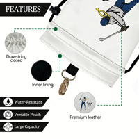 Sac d'accessoires de golf léger, imperméable, en cuir PU, avec cordon de serrage, broderie flamant rose, design merveilleux, vente chaude