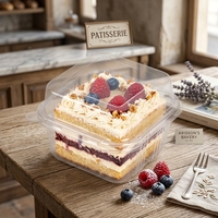 Mini boîtes carrées transparentes en PET pour emballage de gâteaux, boîte en plastique individuelle pour desserts, pour épicerie et supermarché