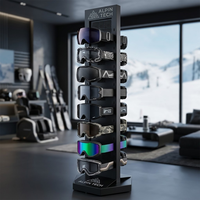 Présentoir sur pied en métal personnalisé pour lunettes de ski et casques, idéal pour les magasins de sport d'hiver et les showrooms