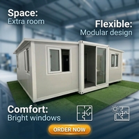 Maison conteneur pliable et extensible, résistante aux ouragans, facile à assembler, avec 2/3 salles de bain, design moderne pour usage domestique ou bureautique