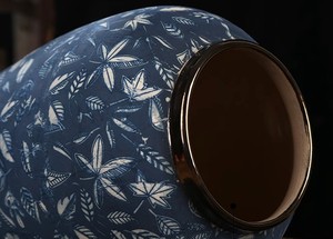 Vaso in ceramica con Desktop dorato vaso blu modello di disegno a mano cinese di lusso unico - Product Image 4